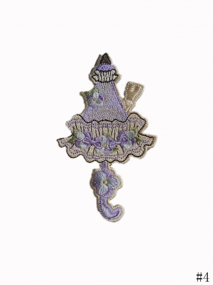 Purple Embroidery / Hat Umbrella Brooch Flower