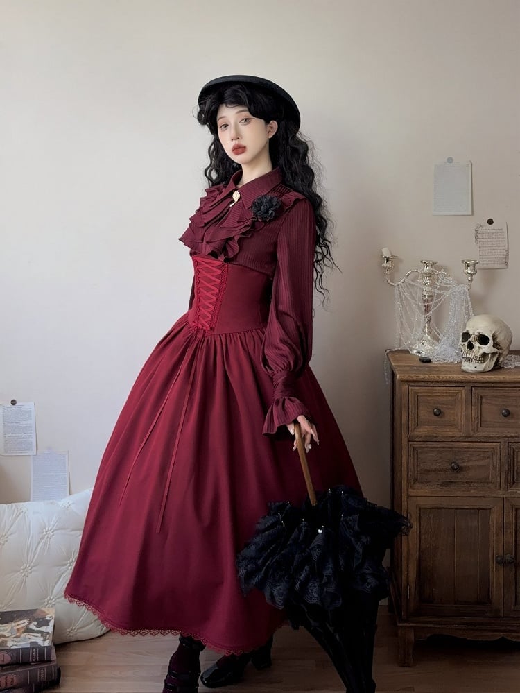 Super Skirt Red Lolita Reversible Boned Elegant Waist High