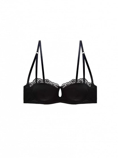 Bralette Camisole Black Lace-Trimmed Ballet-Inspired Elegant