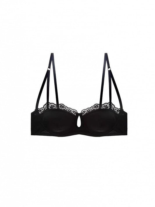 Bralette Camisole Black Lace-Trimmed Ballet-Inspired Elegant