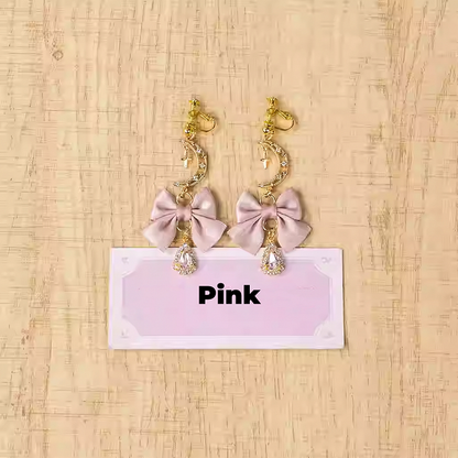 Bow Moon Jirai Kei White/Dusty Pink/Pink/Blue/Black Ear Clips