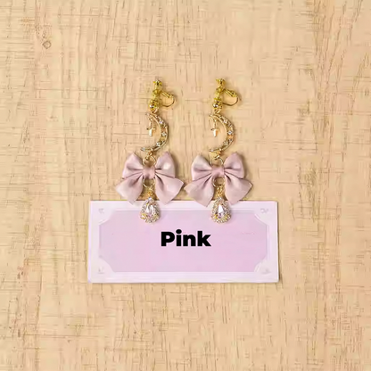 Bow Moon Ear Clips Jirai Kei Pink/Pink/Blue/Black White/Dusty
