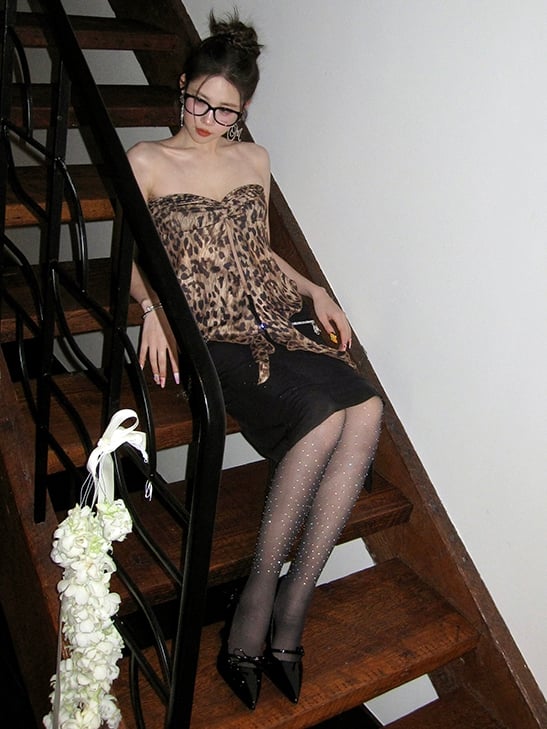 Decorated Rhinestones Tights Pink/White/Black/Brown/Nude