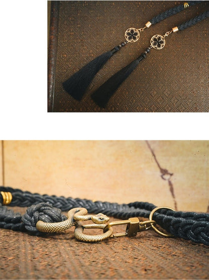 Gothic Tassels Clasp 3D Cheongsam with Metal Black Snake Belt