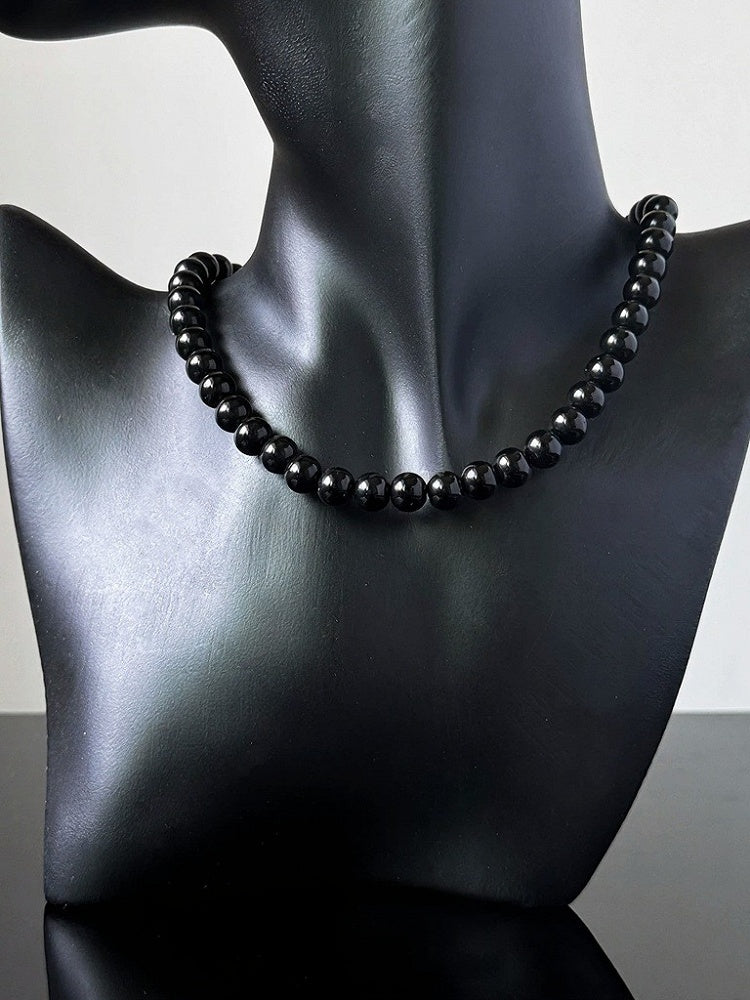 Black Minimalist Beaded Necklace - YSHXS