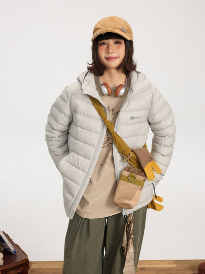 Hooded Baffle Jacket Gray/Black Construction Down