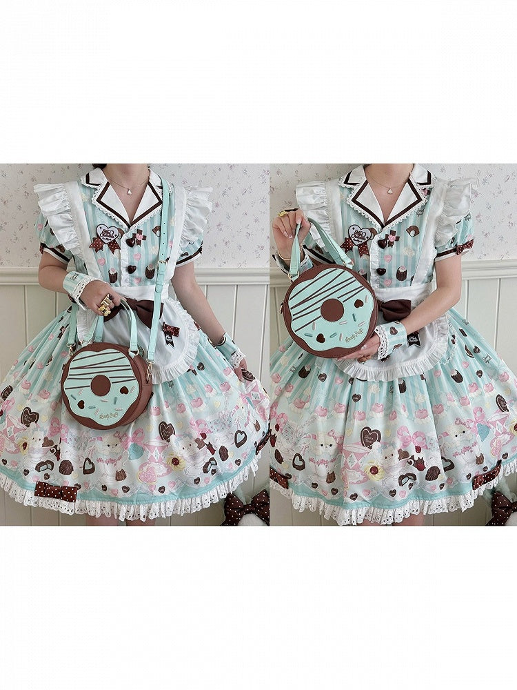 Mint and Chocolate Sweet Donut-Shaped Purse - Sheep Puff Bag