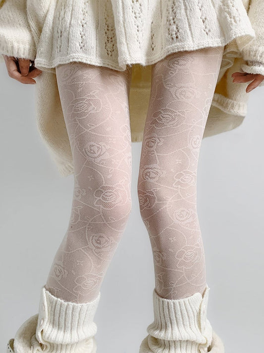 Floral (2 Lace Pantyhose Fishnet Colors)