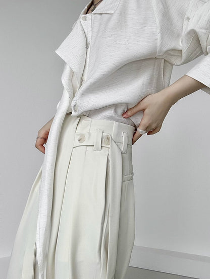 Wide-Leg Side Lolita Pants Long Ties Unisex Ouji Apricot with Relaxed Fit