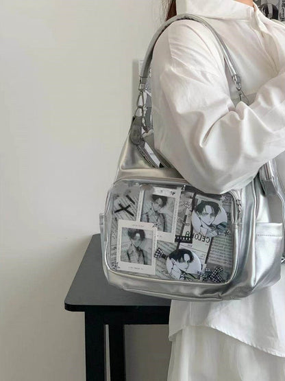 Shoulder Crossbody / Convertible Colors Bag with Badge 7 Charm Strap Ita