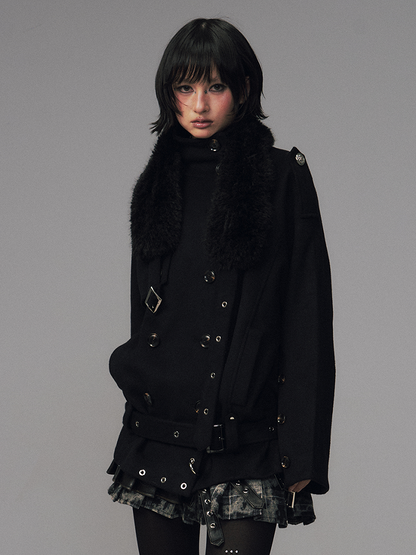 Collar Lapel Jacket with Black Punk