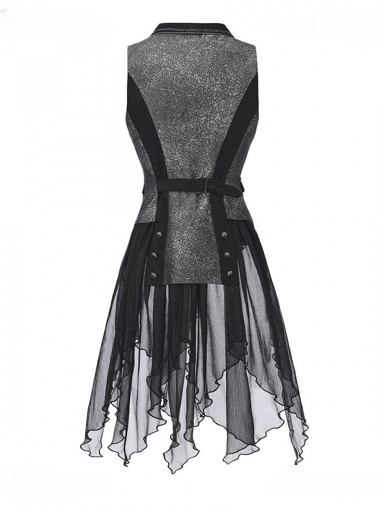 Waistcoat Collar with Lolita Lapel Tail Ouji Silver Black