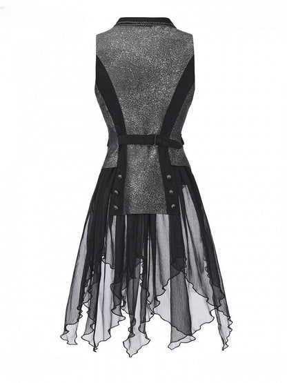 Waistcoat Collar with Lolita Lapel Tail Ouji Silver Black