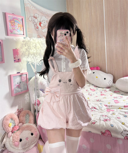 Shorts Bunny/Brown Bear Overalls Bubble Pink