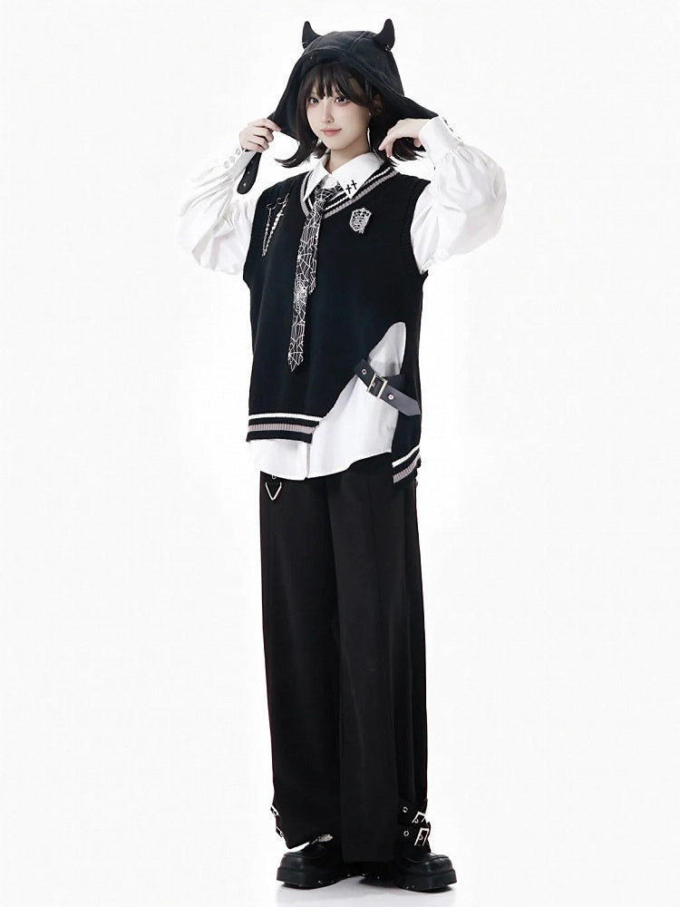 Pattern Black Necktie Gothic Spiderweb