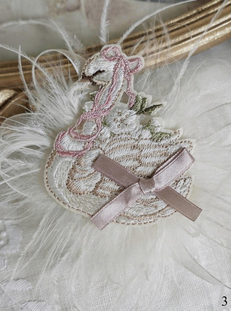 Swan Brooch Feather Decoration 6 – Options Color with Embroidery