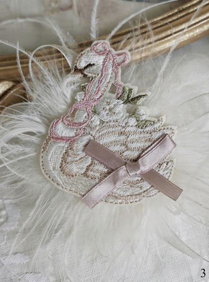 Swan Brooch Feather Decoration 6 – Options Color with Embroidery