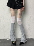 Y2K Semi-sheer Gray Leg Sleeves Cuffs White With