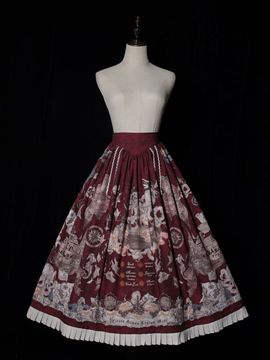 Skirt Pirate Belt Corset Print Lolita Red Waist Ship