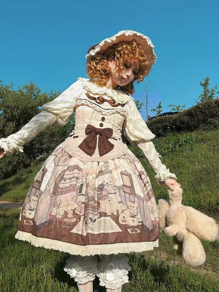 ロングピータークリーミーニットスリーブパントップカラー