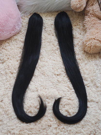 Milk White/Light Blonde/Black Straight Ponytail Claw Clips