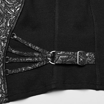 Jacquard Vest Black Steampunk Silver