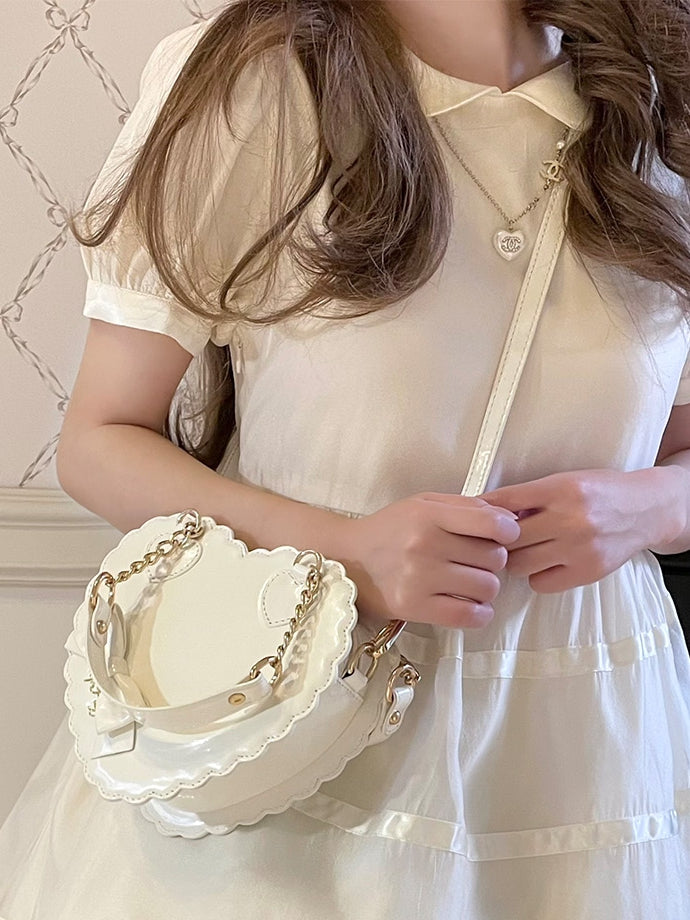 White Decor Fashion S/L - Style Lolita Heart Size Sweet Bow for with Bag