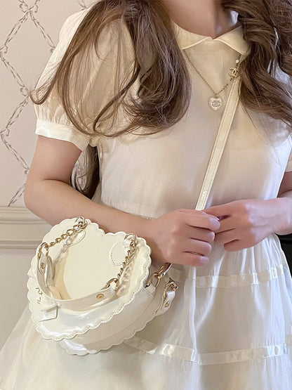 White Decor Fashion S/L - Style Lolita Heart Size Sweet Bow for with Bag