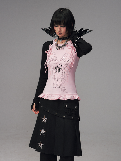 Raglan Details Sleeve Bowknot Long - BlackPink Kawaii Top