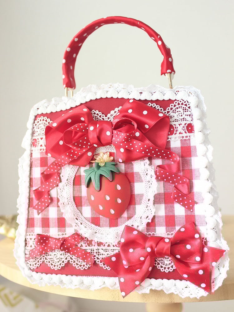 Crossbody/Hand Bag Lolita Gingham Strawberry