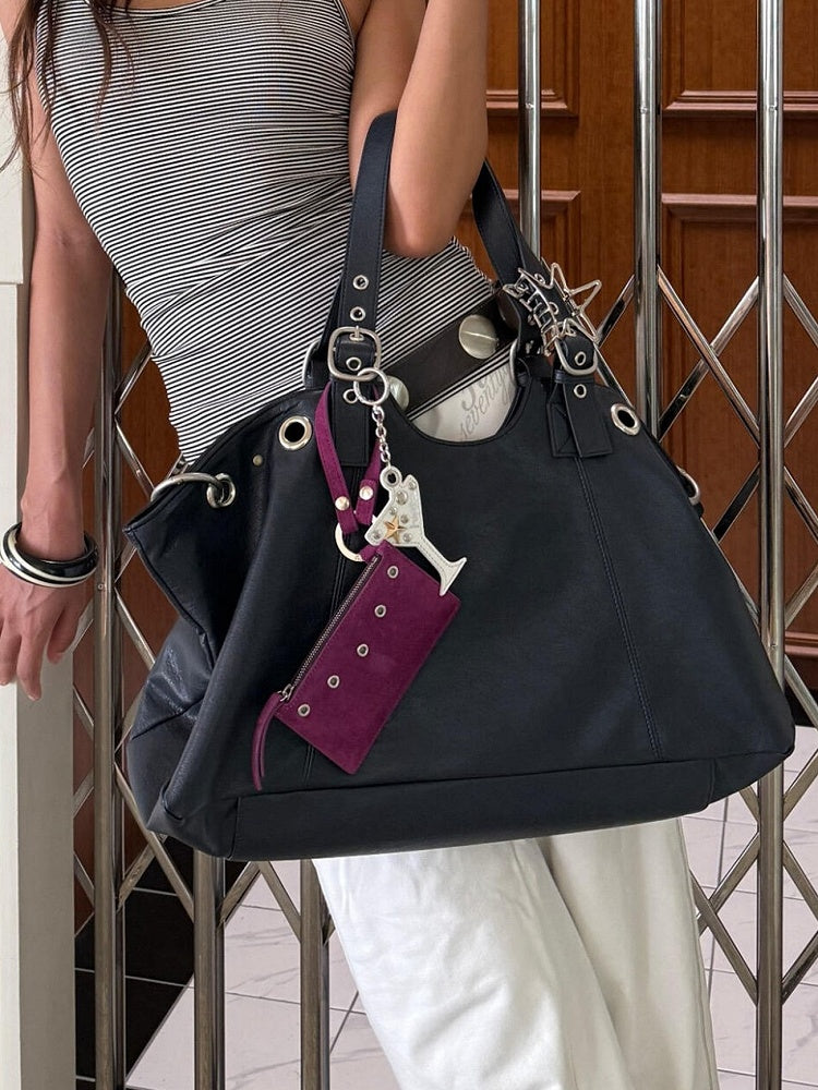 Minimalist Tote Bag Large Capacity Edgy Black