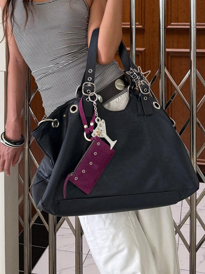 Minimalist Tote Bag Large Capacity Edgy Black