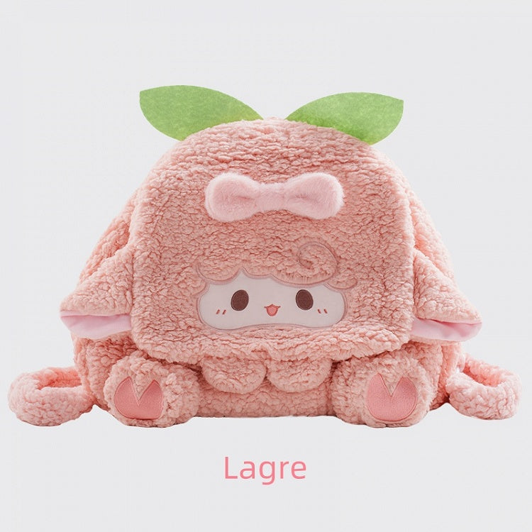 Pink Lamb Bowknot Plush Flap Backpack Bag Middle/Large Size