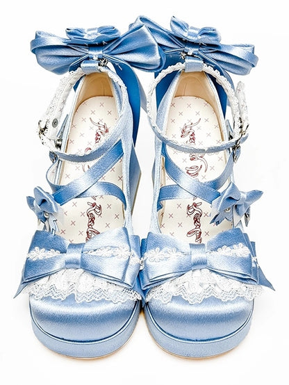 Details Heeled Beads Lolita Satin for Blue Mary Janes 9.5cm -