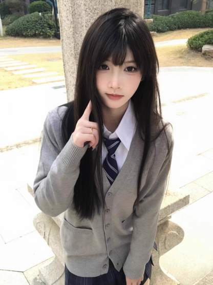 7 Optionen Farbe Strickjacke Gestrickter V-Ausschnitt