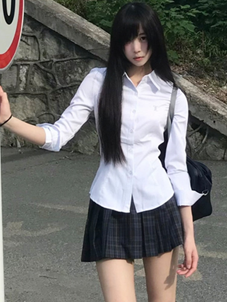 Uniform Preppy White Shirt Style JK