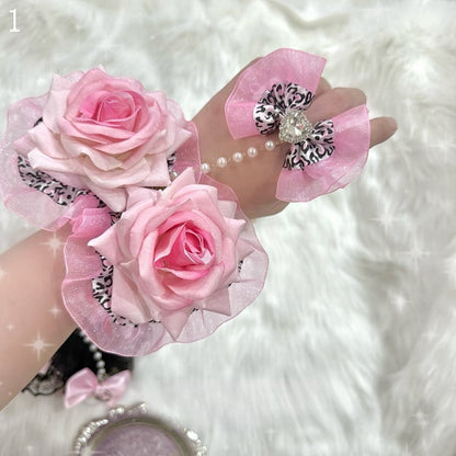 Strass 4 Design mit Herz Spitze Bowknot Floral Optionen Trim Ring verziert Armband