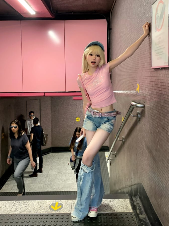 Cropped T-Shirt Embellished Pink Round Neck Rhinestones