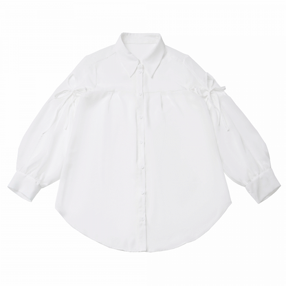 ホワイトシアーシフォンスタイルシャツ 長袖バージョン バタフライカットアウトチャイナドレス