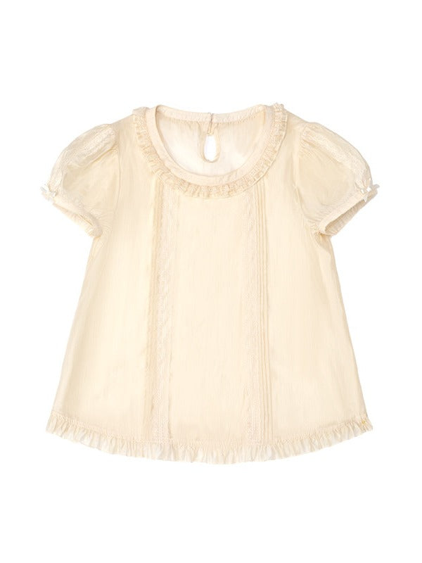 Beige Puff Sleeve Inner Top with Elegant Style - Yimu Walnut