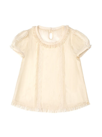 Beige Puff Sleeve Inner Top with Elegant Style - Yimu Walnut