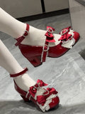 Janes Heels Bow at Mary Cut-out Top Wine Heart Red