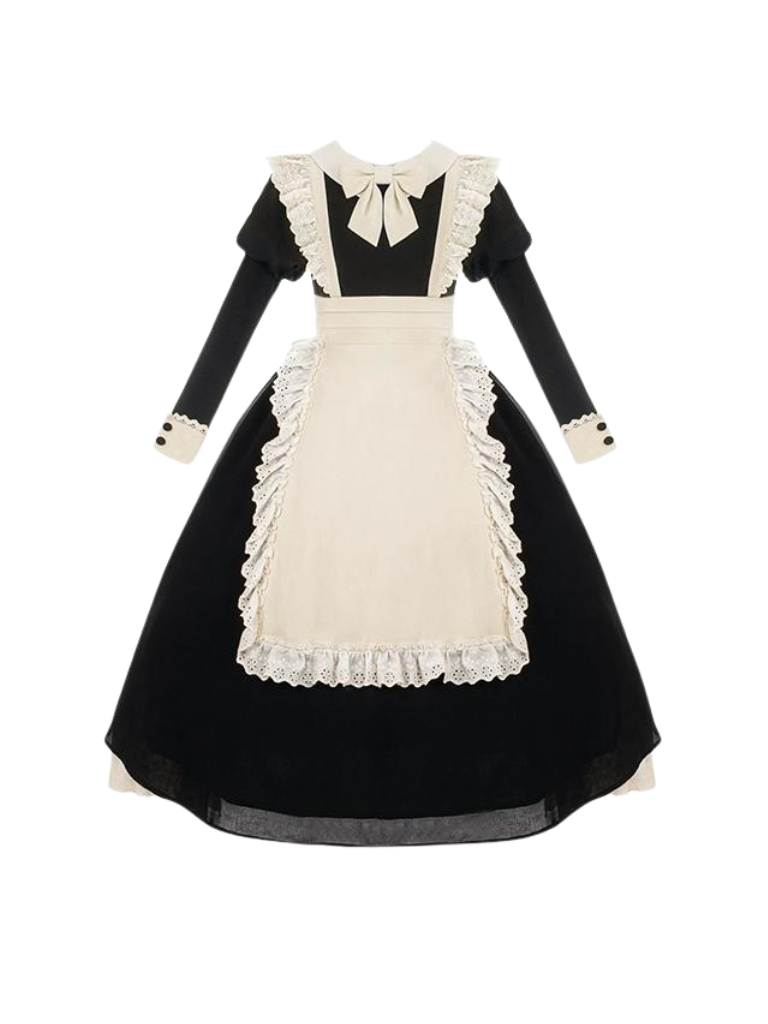 Dienstmädchenkleid Spitze Plissee