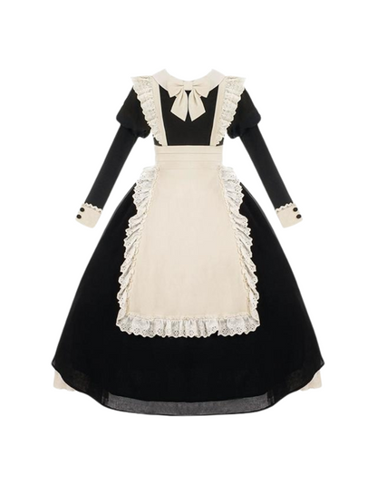 Dienstmädchenkleid Spitze Plissee