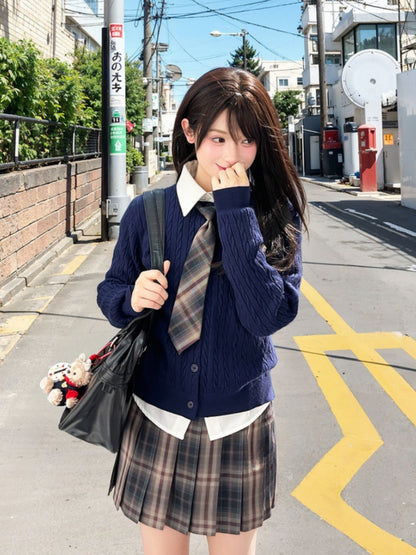 42CM/45CM/48CM/56CM/65CM Style JK Uniform Pleated Skirt Gray Plaid Preppy