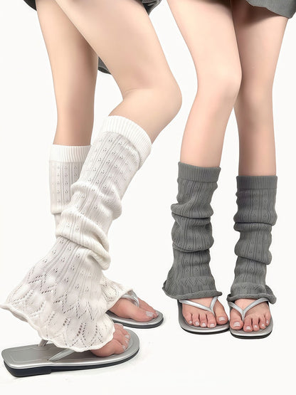 Knitted Warmers Leg Black/White/Gray Balletcore Flared