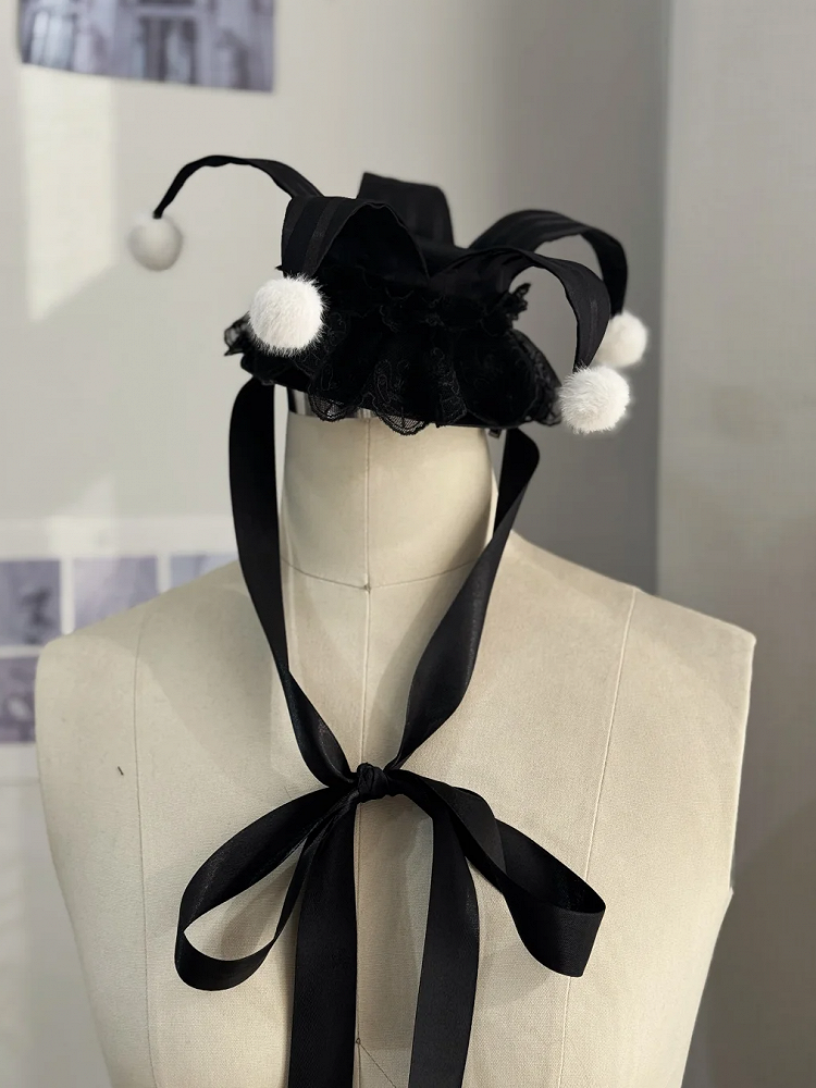 Circus Black Apricot Hat Mini Clown /