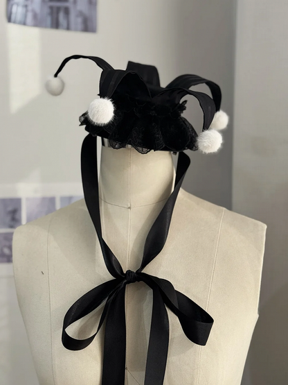 Circus Black Apricot Hat Mini Clown /