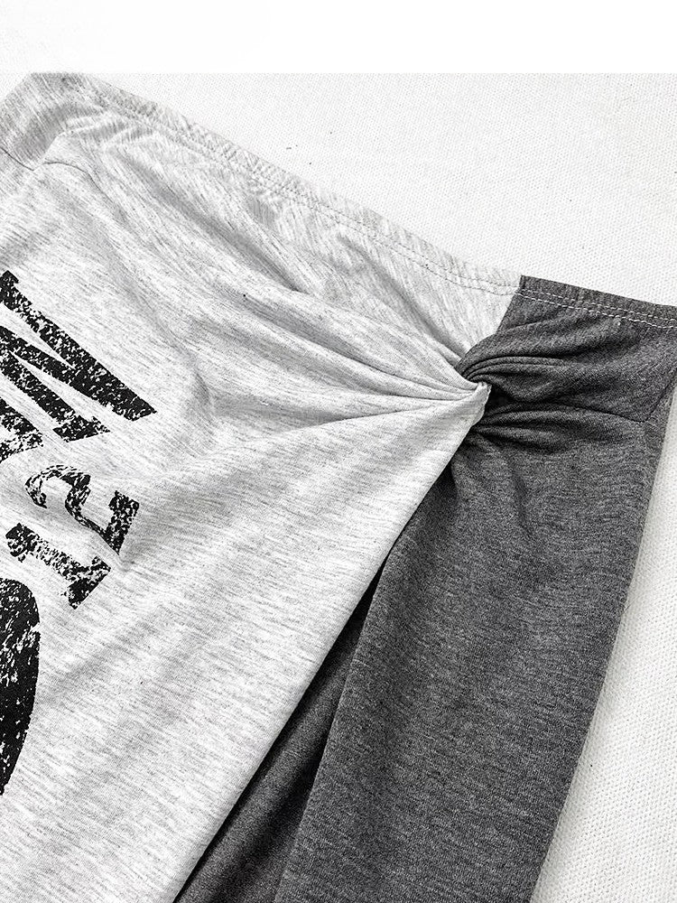 Shorts Saum Schwarz Schlitz Mit Buchstaben Asymmetrische Seite Rock Grau Druck Glamorous