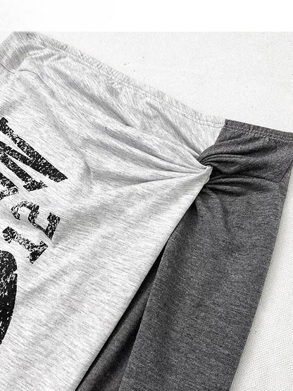 Shorts Saum Schwarz Schlitz Mit Buchstaben Asymmetrische Seite Rock Grau Druck Glamorous